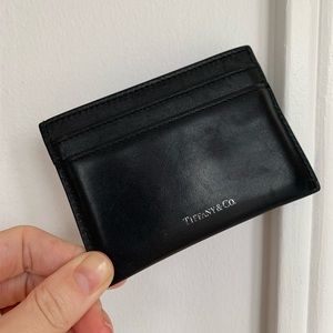 TIFFANY & CO. Black leather card holder / wallet